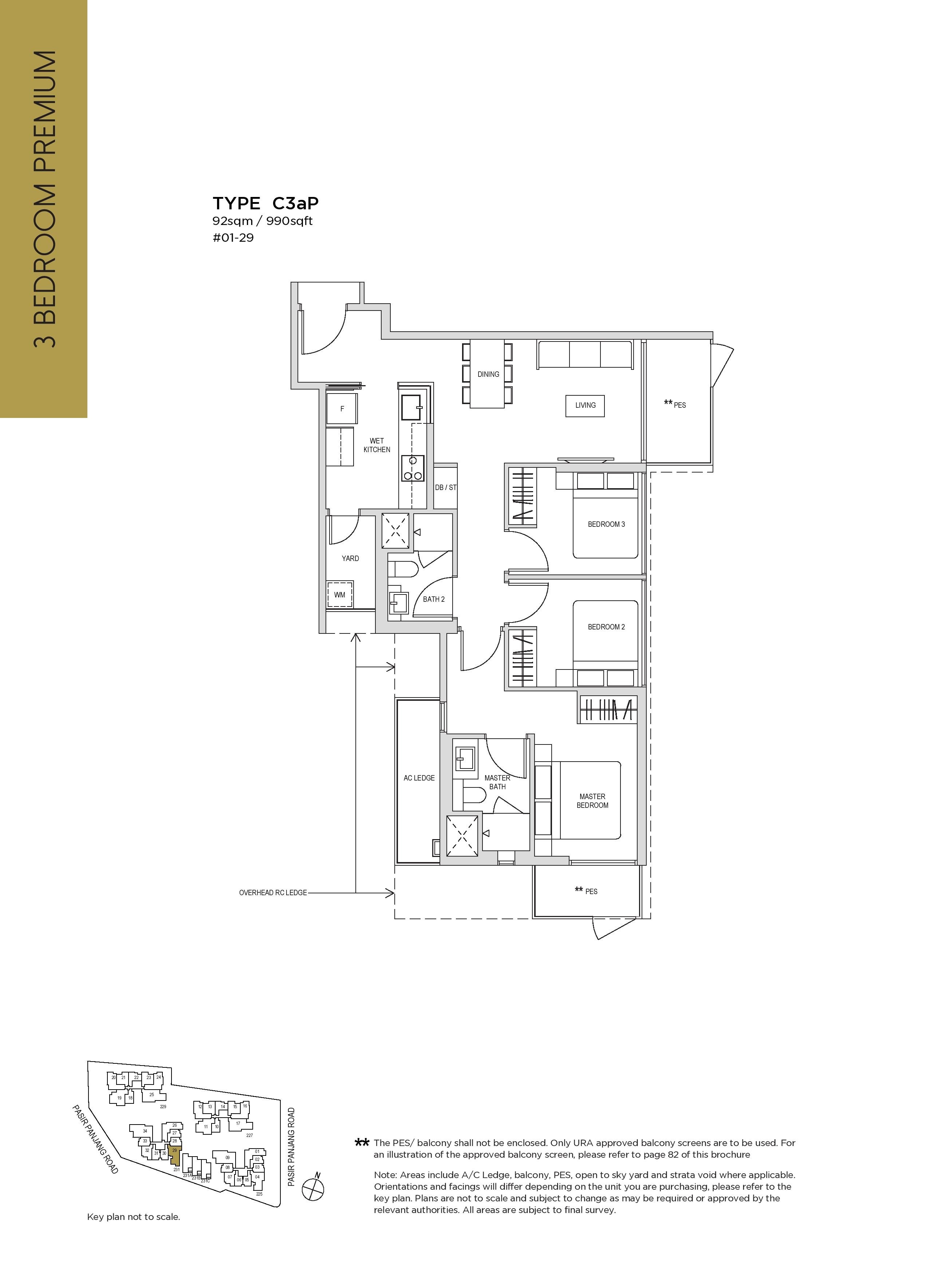 The Verandah Residences 3 Bedroom Floor Plans Type C3aP